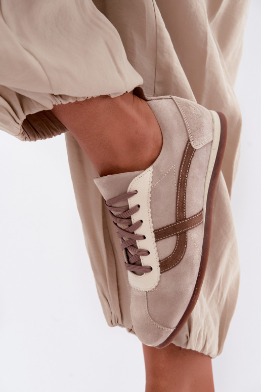 Sneakers z sztucznej zamszowej Zazoo N1402S2, piaskowe