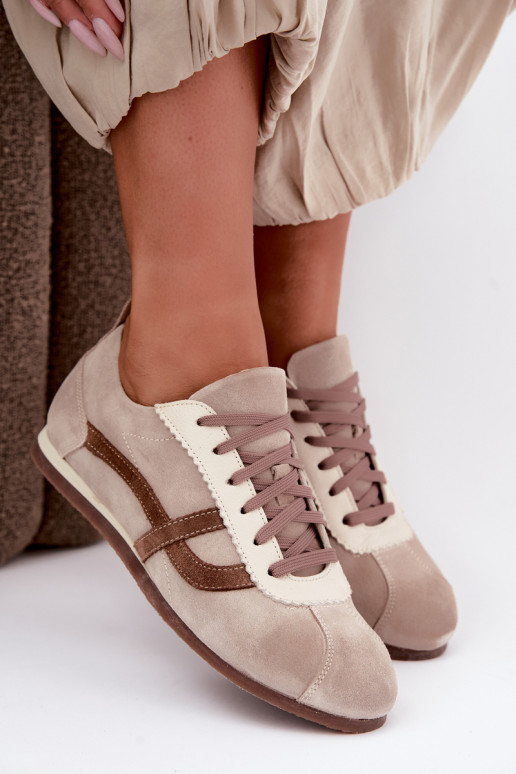 Faux suede sneakers Zazoo N1402S2, sand