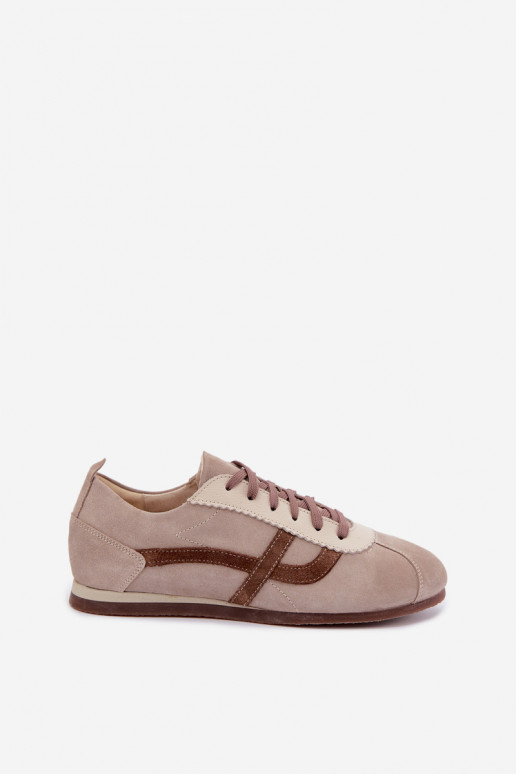 Faux suede sneakers Zazoo N1402S2, sand