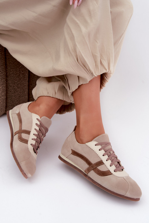 Faux suede sneakers Zazoo N1402S2, sand
