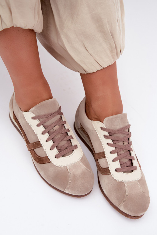 Faux suede sneakers Zazoo N1402S2, sand