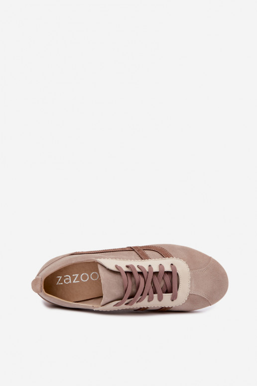 Faux suede sneakers Zazoo N1402S2, sand