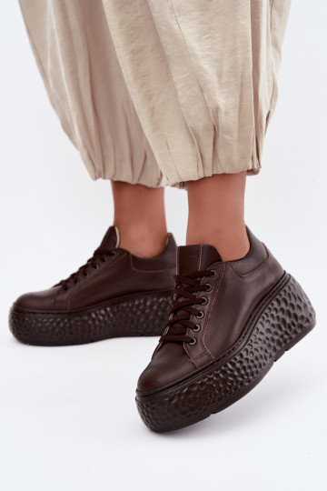 Leather Sneakers On Massy Platform Zazoo N1000S4 Chocolate 2