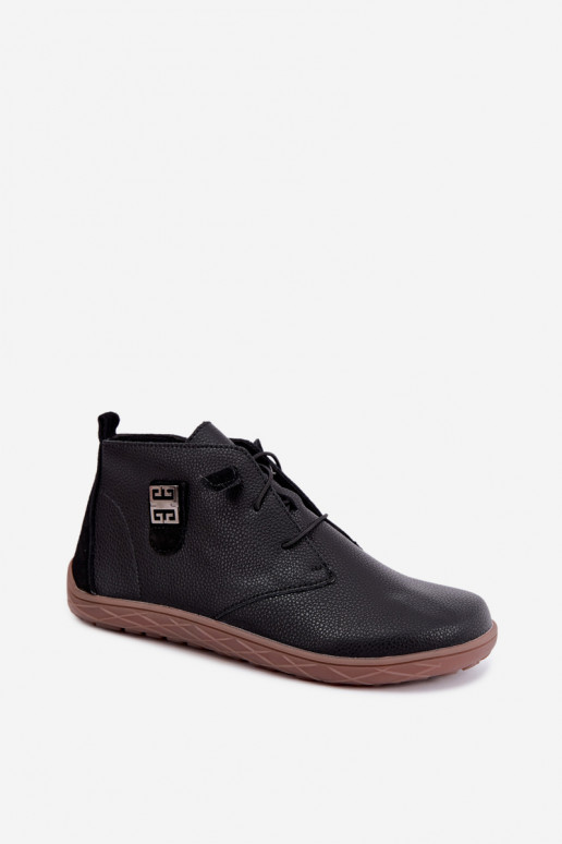 Skórzane buty damskie Barefoot, czarne Sireya