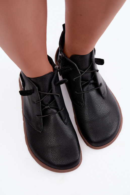 Skórzane buty damskie Barefoot, czarne Sireya