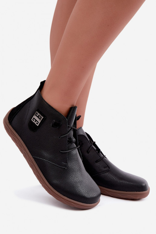 Skórzane buty damskie Barefoot, czarne Sireya