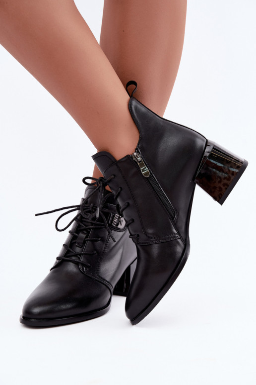 Insulated leather women's ankle boots Klocke, black Pirelia