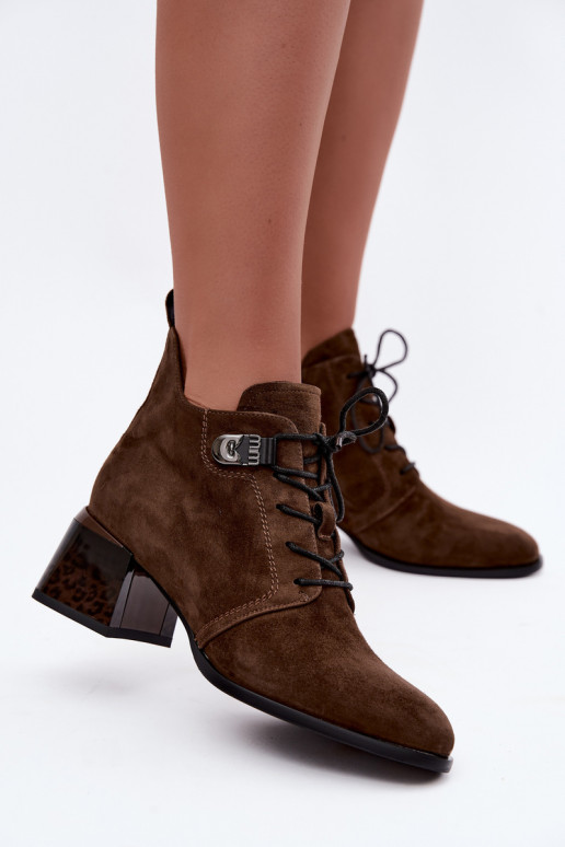 Insulated faux suede women's ankle boots Klocke, brown Pirelia