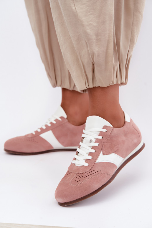 Faux suede sneakers Zazoo N1412, pink