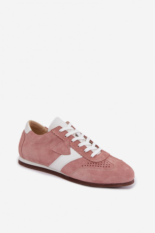 Faux suede sneakers Zazoo N1412, pink