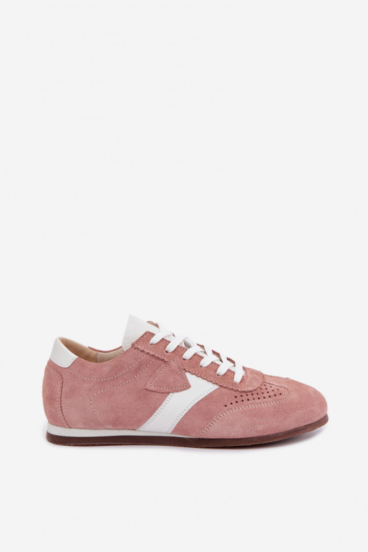 Faux suede sneakers Zazoo N1412, pink
