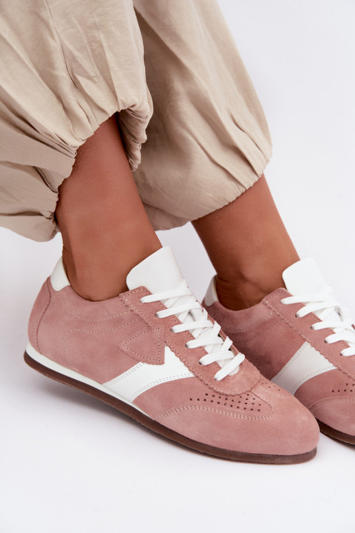 Faux suede sneakers Zazoo N1412, pink
