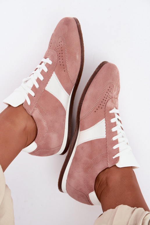 Faux suede sneakers Zazoo N1412, pink