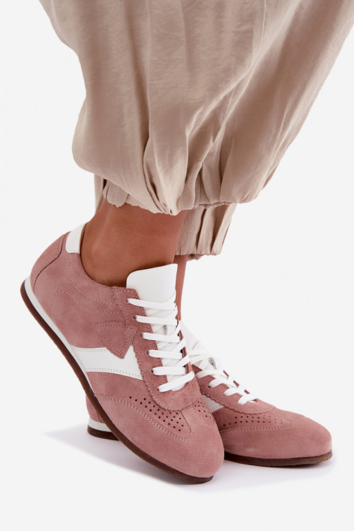 Faux suede sneakers Zazoo N1412, pink