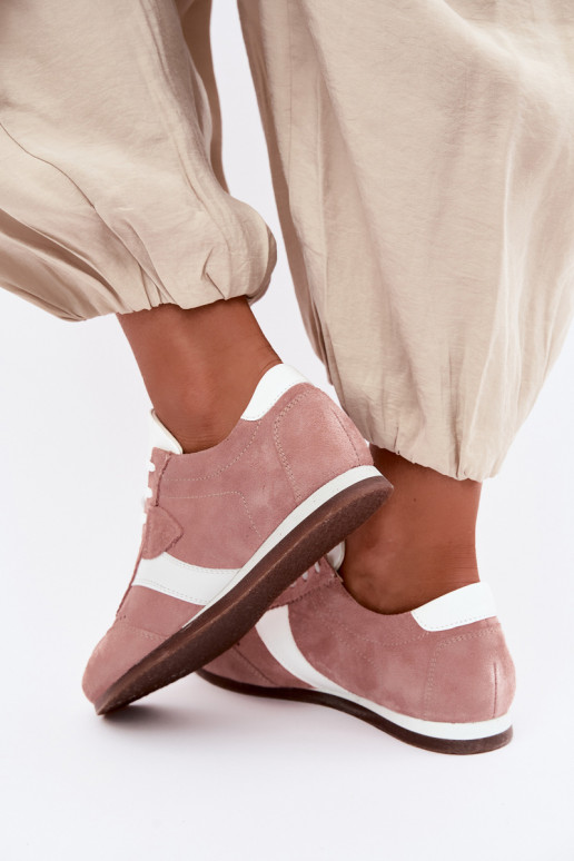 Faux suede sneakers Zazoo N1412, pink