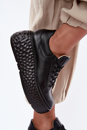 Leather sneakers with platform Zazoo N1000S4, black