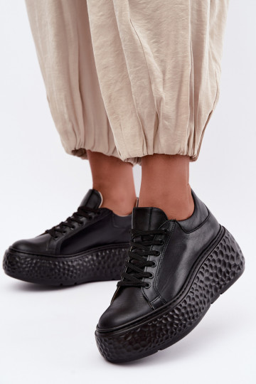 Leather sneakers with platform Zazoo N1000S4, black 2