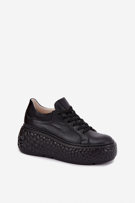 Leather sneakers with platform Zazoo N1000S4, black