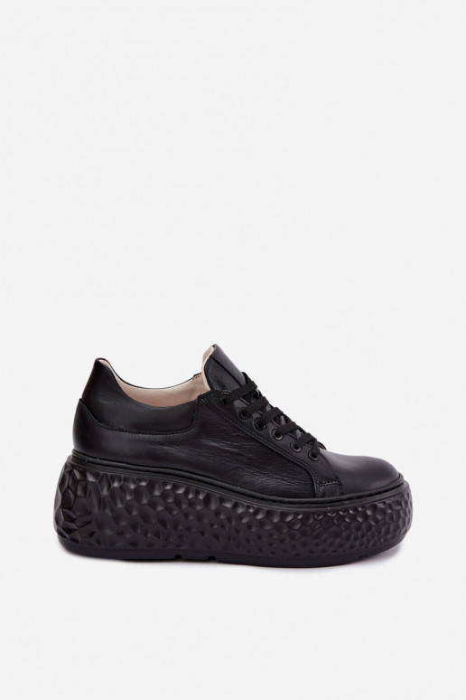 Leather sneakers with platform Zazoo N1000S4, black