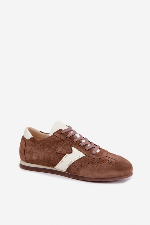 Faux suede sneakers Zazoo N1412, brown