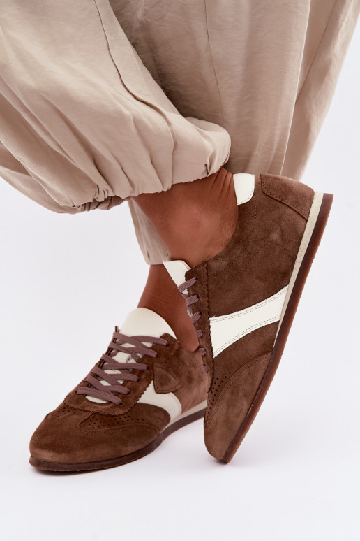 Faux suede sneakers Zazoo N1412, brown