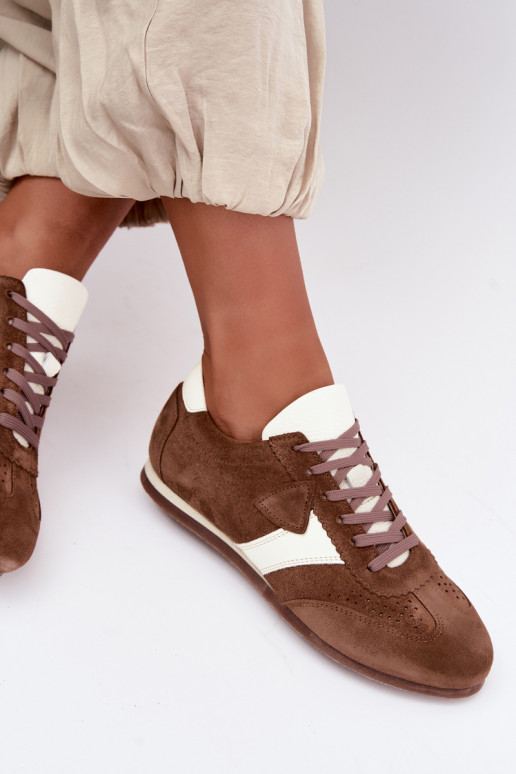 Faux suede sneakers Zazoo N1412, brown