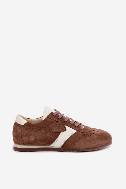 Faux suede sneakers Zazoo N1412, brown