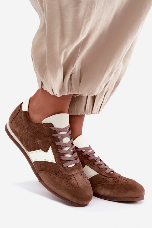 Faux suede sneakers Zazoo N1412, brown