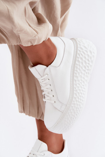 Leather Sneakers on Massy Platform Zazoo N1000S4 White