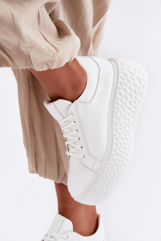 Skórzane sneakersy z platformą Zazoo N1000S4, białe