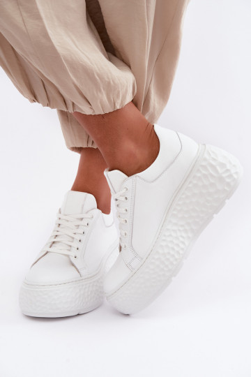 Leather Sneakers on Massy Platform Zazoo N1000S4 White 2