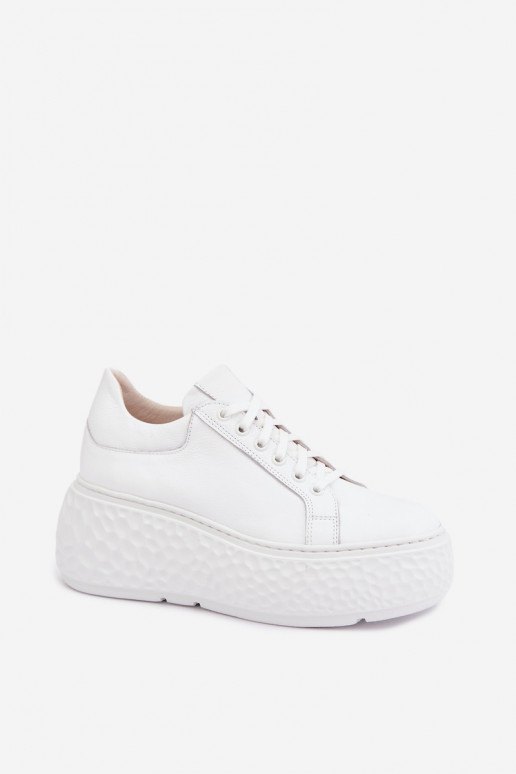 Leather sneakers with platform Zazoo N1000S4, white