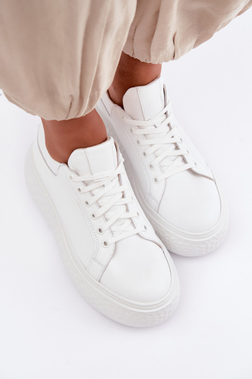 Leather sneakers with platform Zazoo N1000S4, white