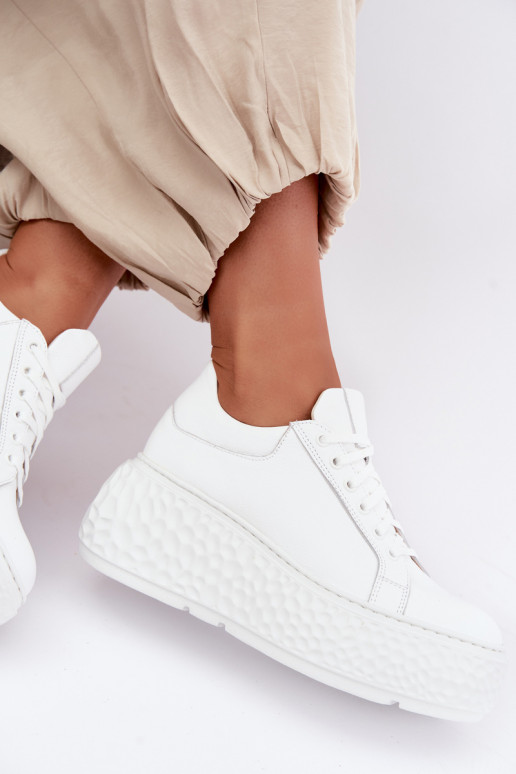 Leather sneakers with platform Zazoo N1000S4, white