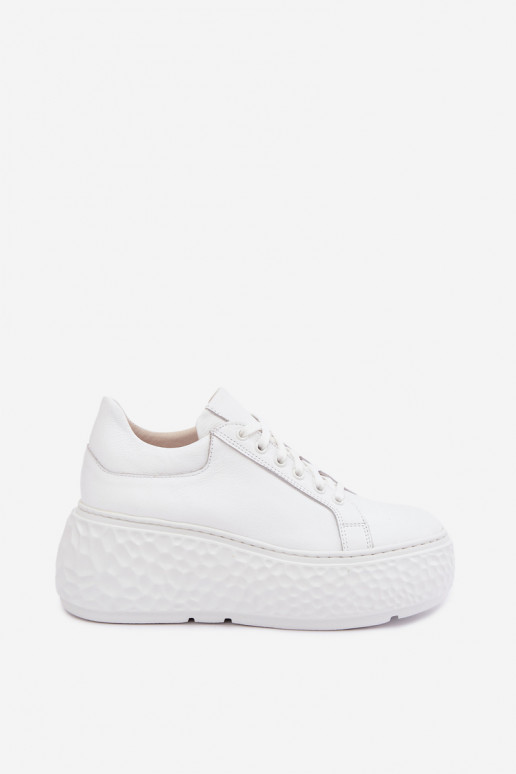 Skórzane sneakersy z platformą Zazoo N1000S4, białe