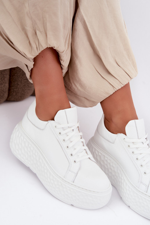 Leather sneakers with platform Zazoo N1000S4, white