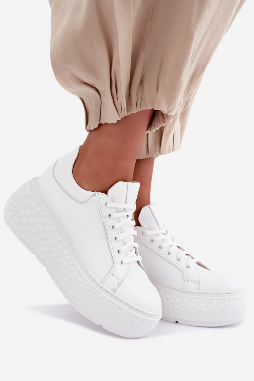 Leather sneakers with platform Zazoo N1000S4, white
