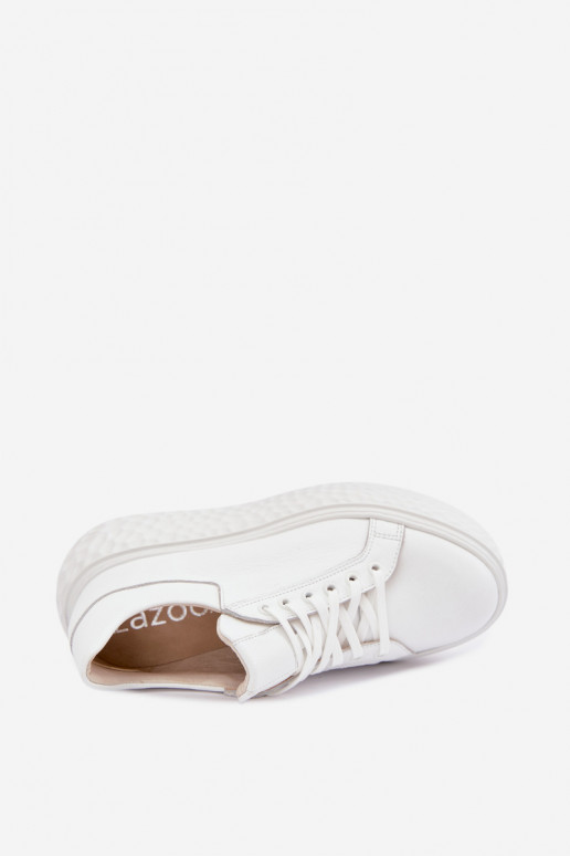 Leather sneakers with platform Zazoo N1000S4, white
