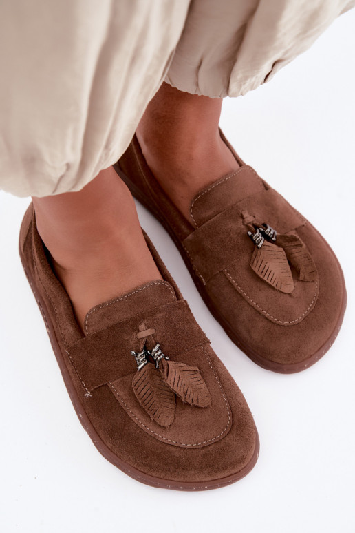 Barefoot Loafers Made of Natural Suede Zazoo 10220 Brown