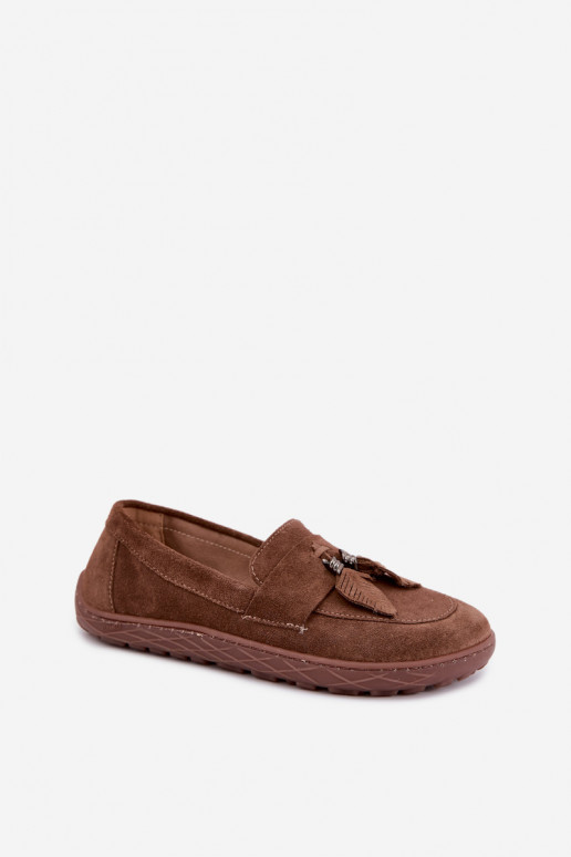 Barefoot Loafers Made of Natural Suede Zazoo 10220 Brown