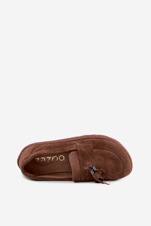 Barefoot Loafers Made of Natural Suede Zazoo 10220 Brown