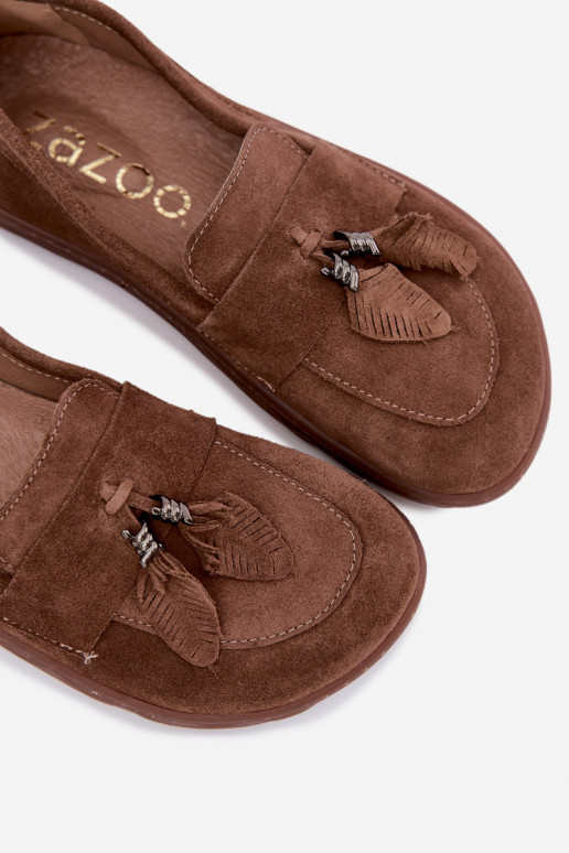 Barefoot Loafers Made of Natural Suede Zazoo 10220 Brown