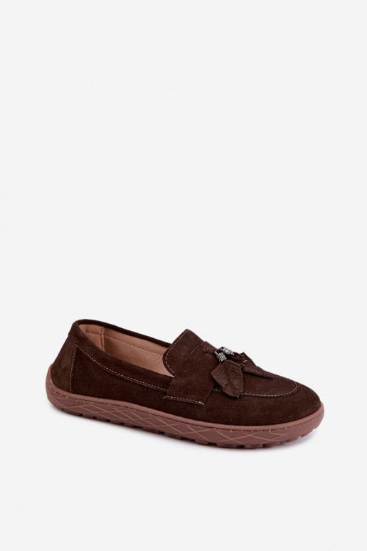 Mokasīni no mākslīgās zamšas Barefoot Zazoo 10220, šokolādes