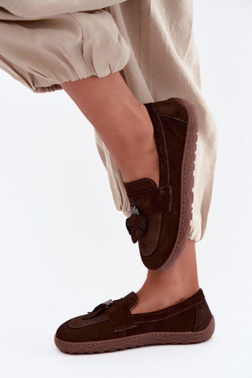 Mokasīni no mākslīgās zamšas Barefoot Zazoo 10220, šokolādes