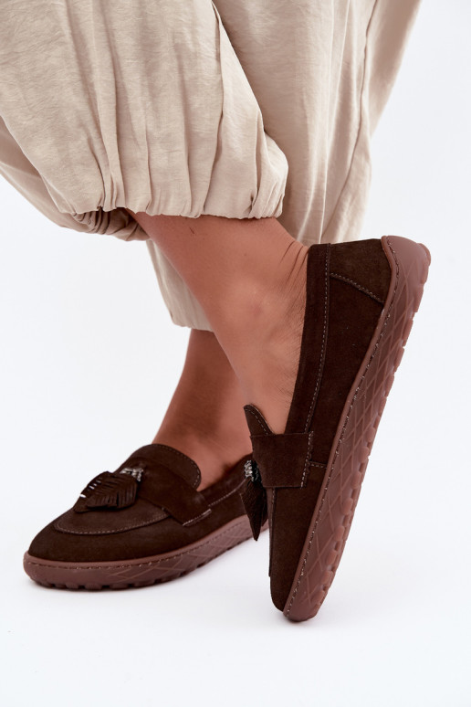 Mokasīni no mākslīgās zamšas Barefoot Zazoo 10220, šokolādes