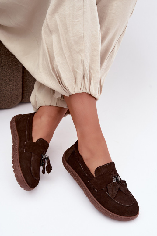 Mokasīni no mākslīgās zamšas Barefoot Zazoo 10220, šokolādes