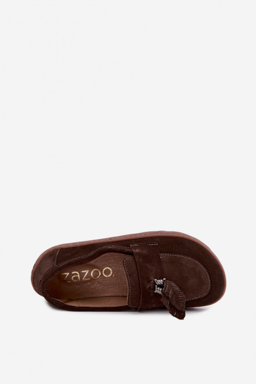 Mokasīni no mākslīgās zamšas Barefoot Zazoo 10220, šokolādes