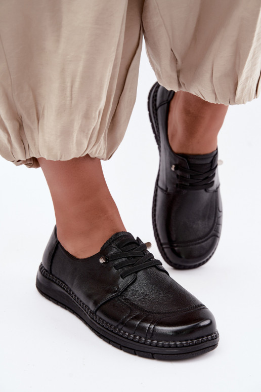 Buty damskie ze skóry naturalnej Vinceza 107240 w kolorze czarnym