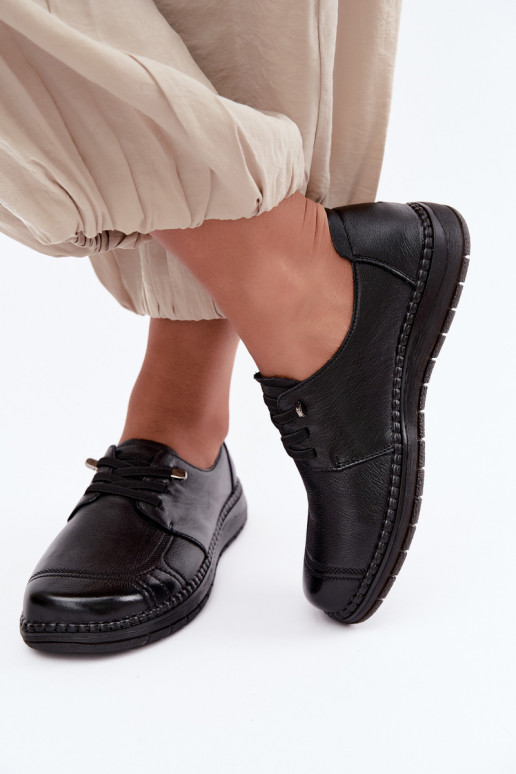 Buty damskie ze skóry naturalnej Vinceza 107240 w kolorze czarnym