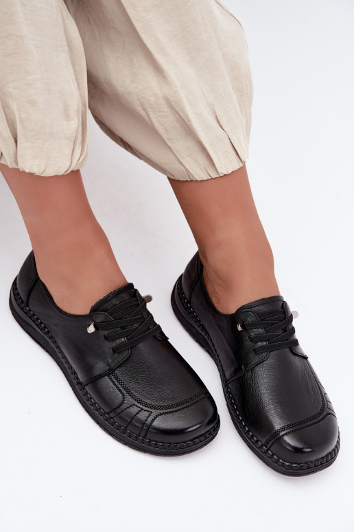 Buty damskie ze skóry naturalnej Vinceza 107240 w kolorze czarnym
